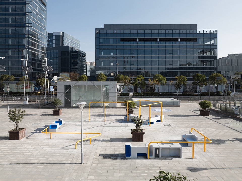 Concrete Geometry Urban Furniture in Dishui Lake Metro Station by Greyspace Architects