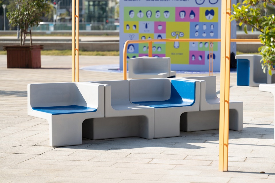 Concrete Geometry Urban Furniture in Dishui Lake Metro Station by Greyspace Architects