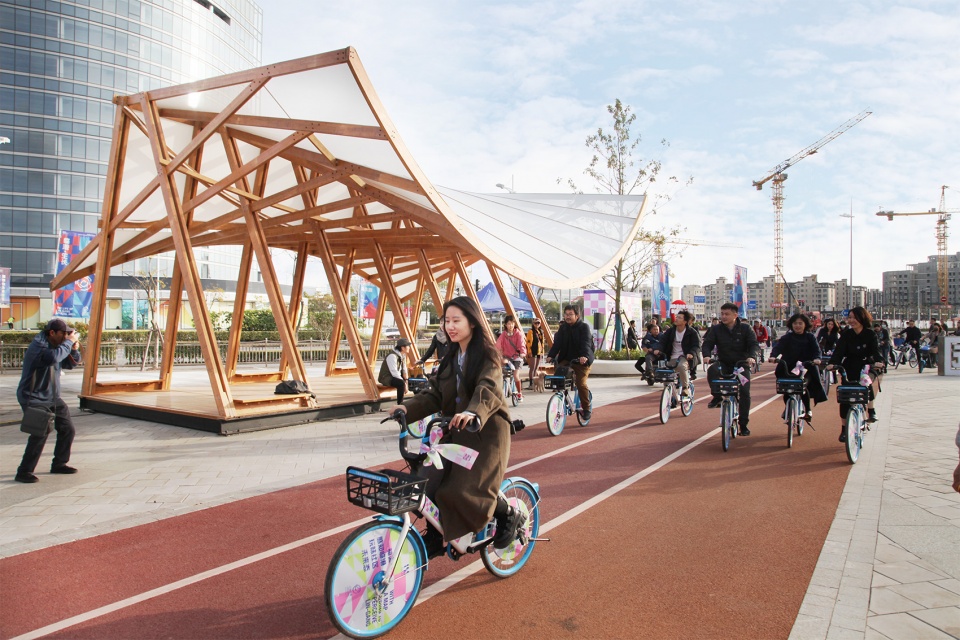 cycling pavilion china by acre atelier school of art design and media of ecust