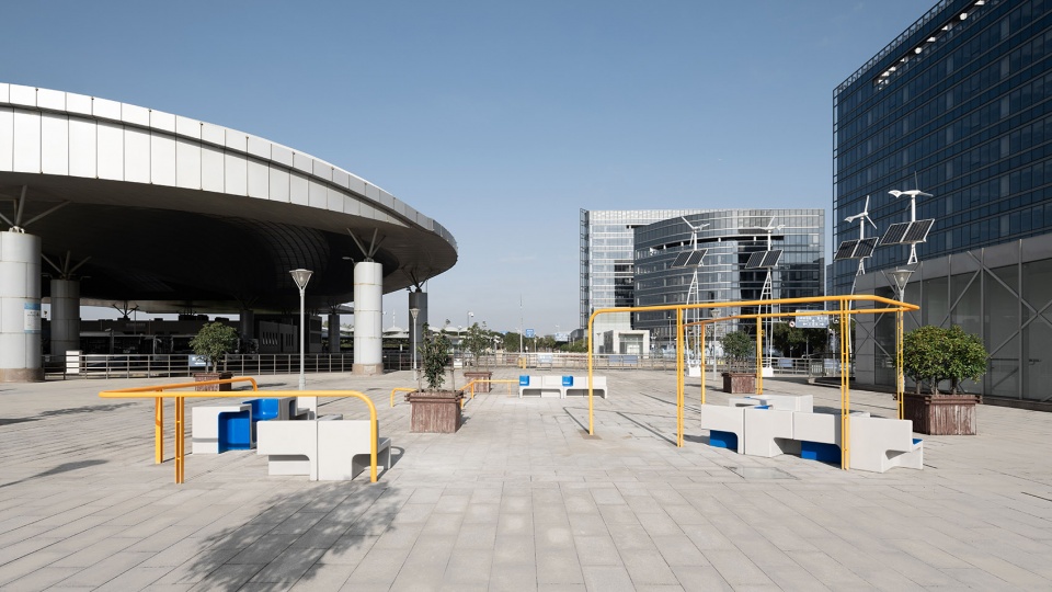 Concrete Geometry Urban Furniture in Dishui Lake Metro Station by Greyspace Architects