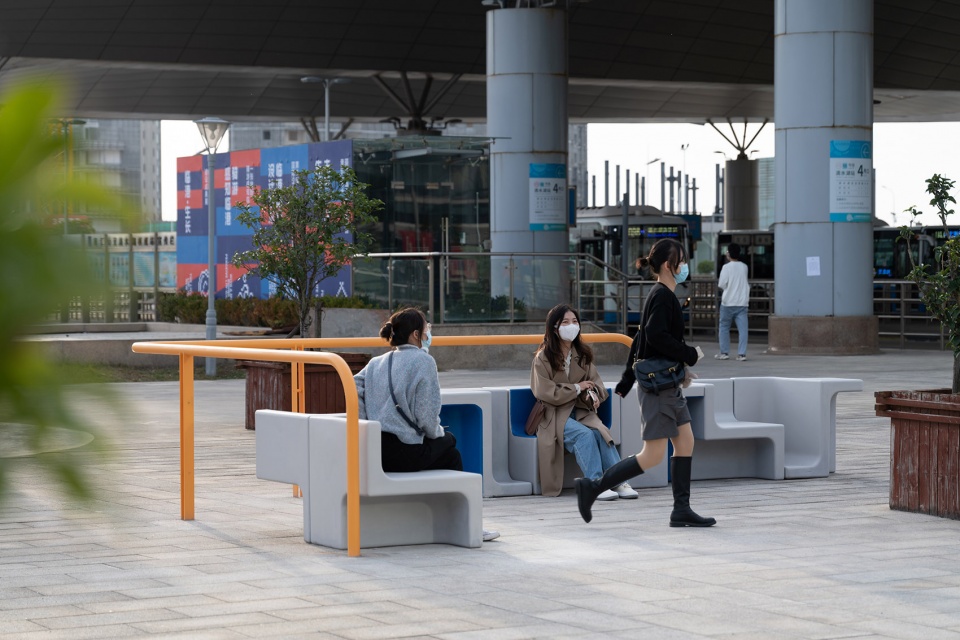 Concrete Geometry Urban Furniture in Dishui Lake Metro Station by Greyspace Architects