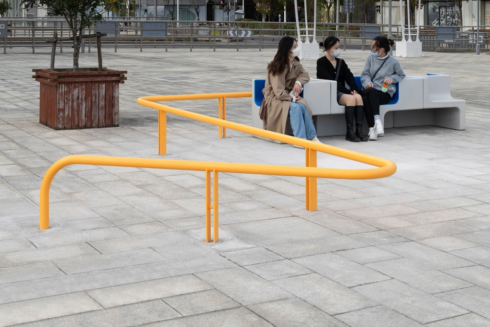 Concrete Geometry Urban Furniture in Dishui Lake Metro Station by Greyspace Architects