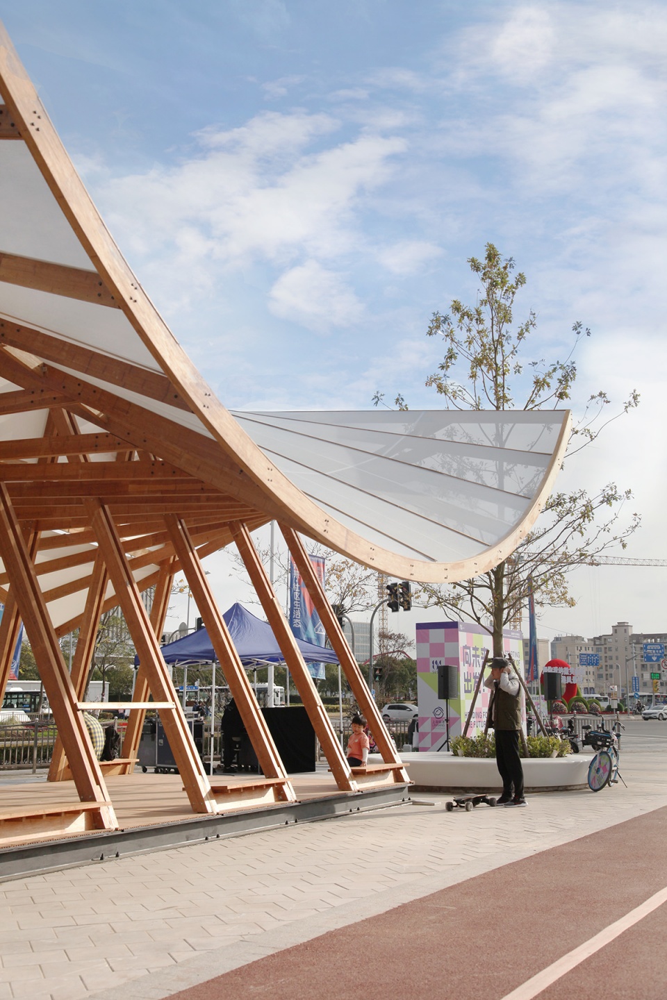 cycling pavilion china by acre atelier school of art design and media of ecust