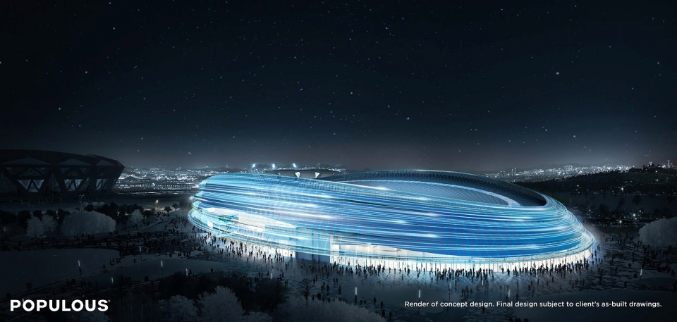 the ice ribbon the national speed skating oval china by populous