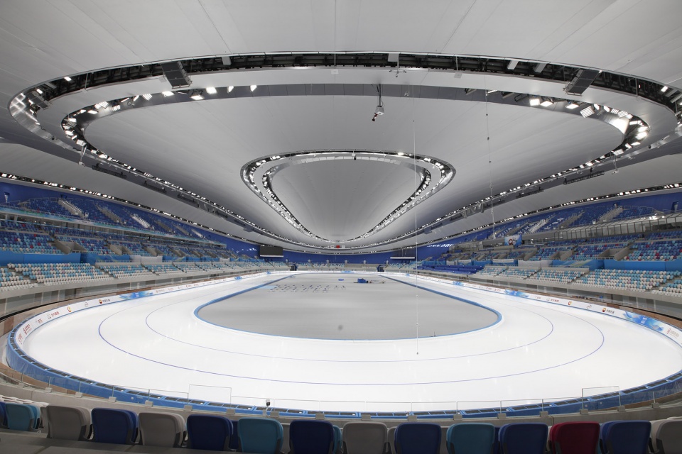 the ice ribbon the national speed skating oval china by populous