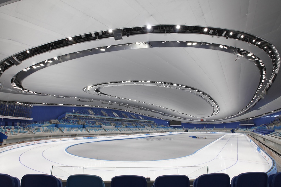 the ice ribbon the national speed skating oval china by populous