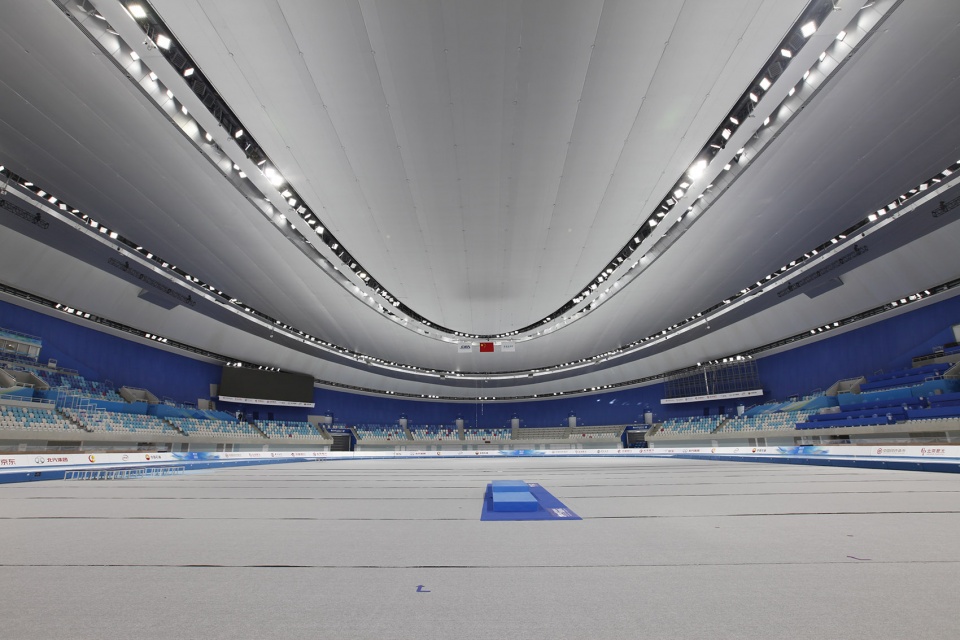the ice ribbon the national speed skating oval china by populous