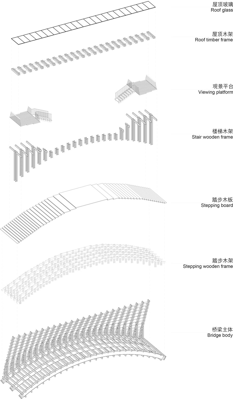 Timber Bridge in Gulou Waterfront LUO studio