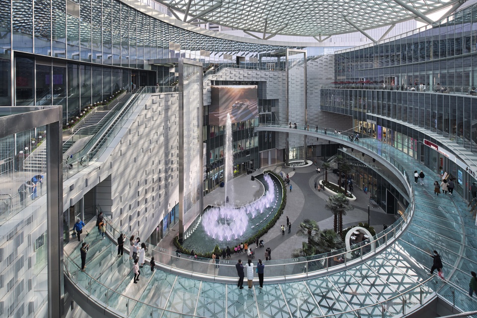 nanjing jiangbei wondercity shopping center hanging waterfall musical fountain by crazywater