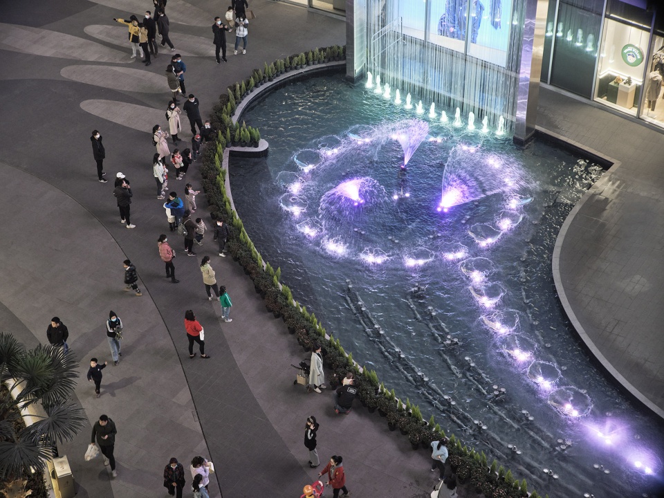 nanjing jiangbei wondercity shopping center hanging waterfall musical fountain by crazywater