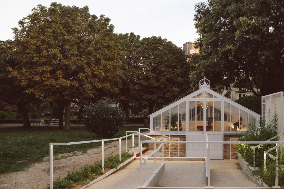 horticultural greenhouse converted into hospitality room by forme architecture urbanisme