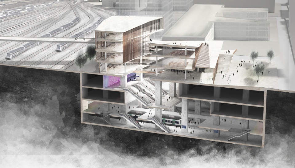 saint denis pley emblematic train station by kengo kuma associates