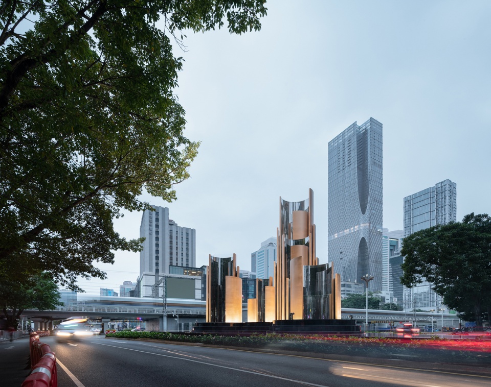 a kinetic sculpture in luohu shenzhen china by meng architects