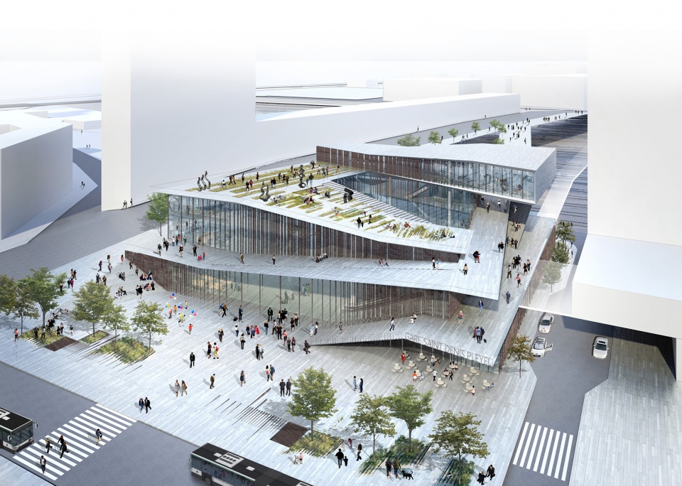 saint denis pley emblematic train station by kengo kuma associates