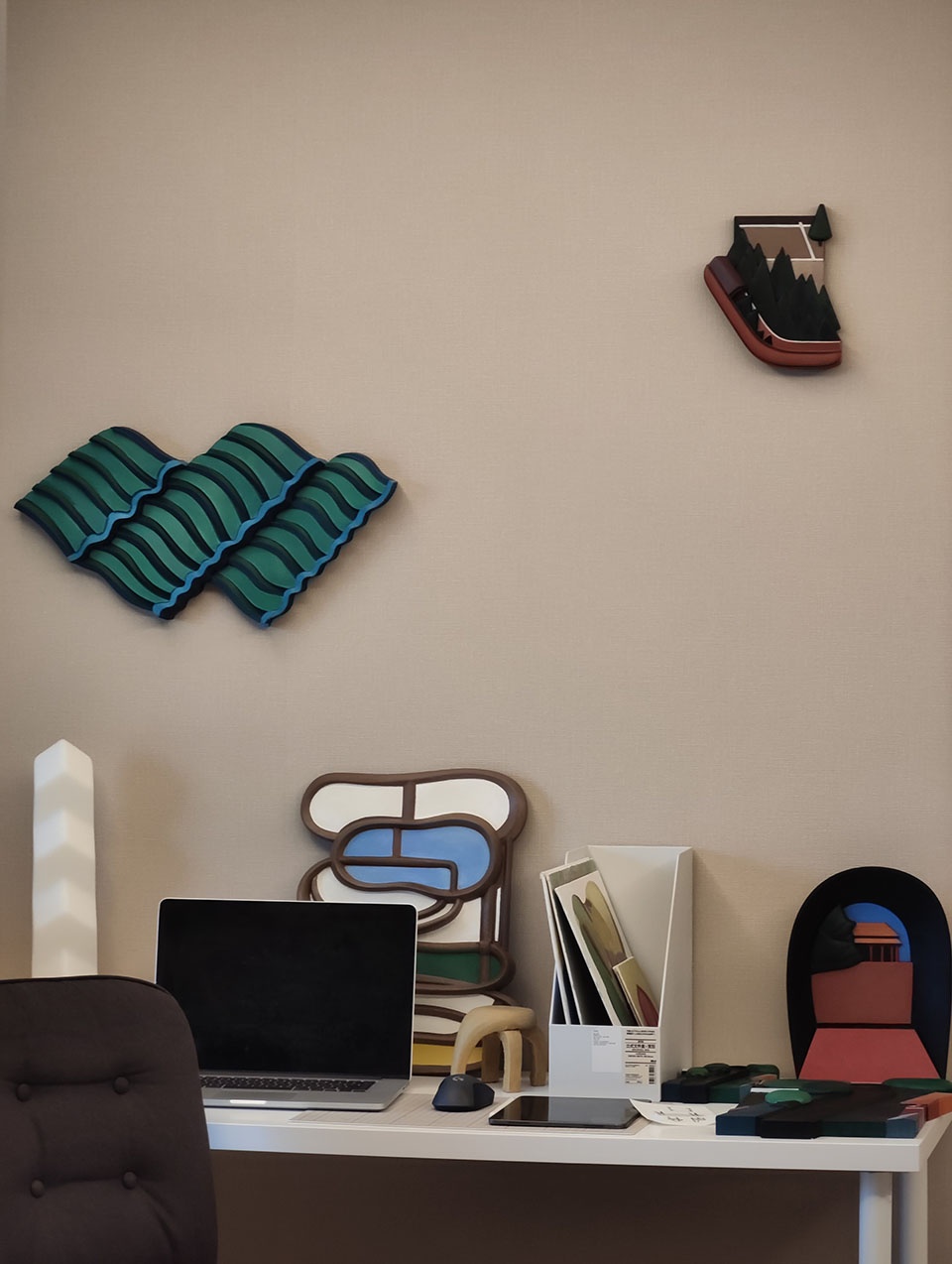the wall installation fictional landscape by wang shixiong
