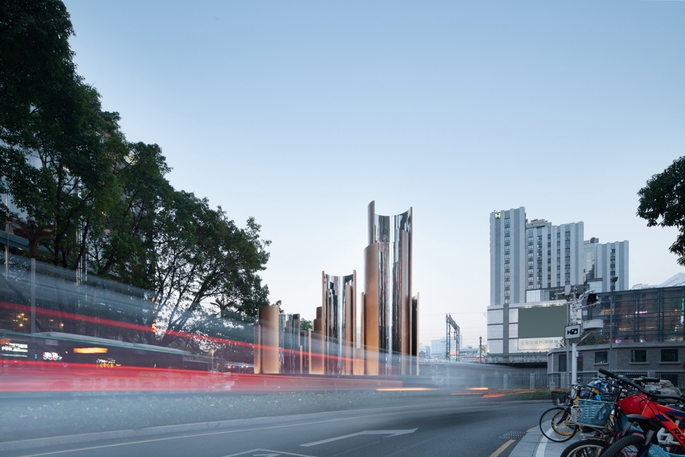 a kinetic sculpture in luohu shenzhen china by meng architects