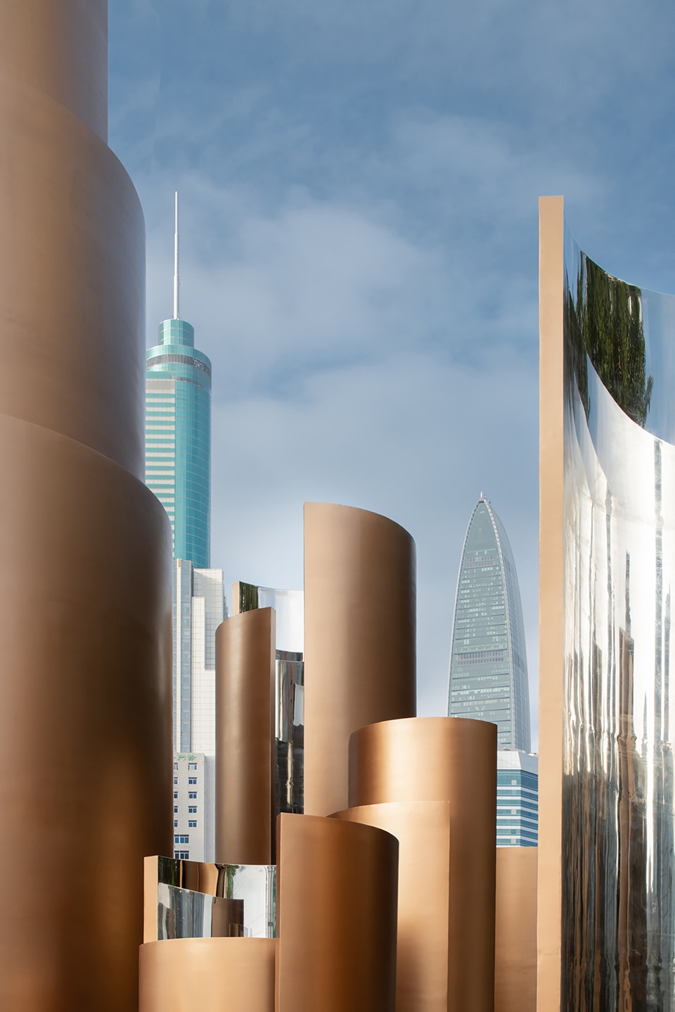a kinetic sculpture in luohu shenzhen china by meng architects