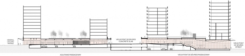restructuring of the vieux pont de sevres public passageways and climbing complex by atelier du pont