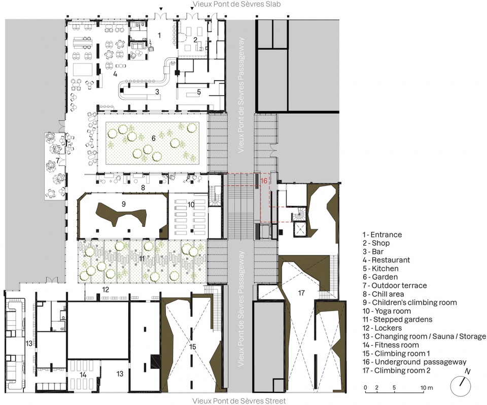 restructuring of the vieux pont de sevres public passageways and climbing complex by atelier du pont