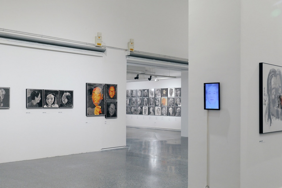 exhibition design of wonderland fang lijun ink painting by swallowtail design
