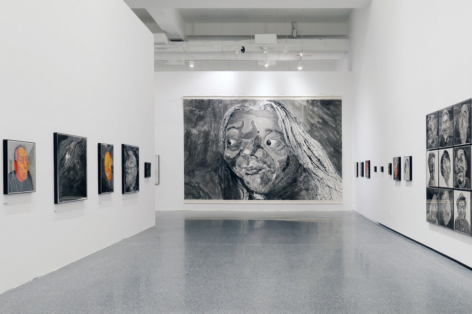 exhibition design of wonderland fang lijun ink painting by swallowtail design