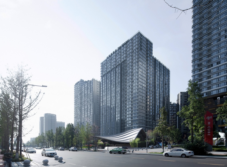 Timber Roofed Restaurant on Jiaozi Avenue China by BEHIVE Architects
