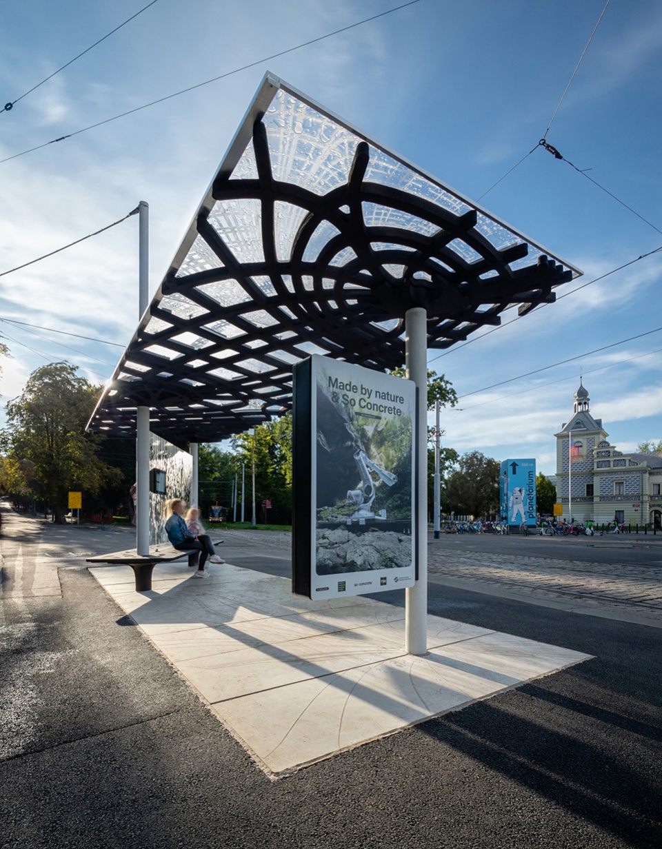 3d printed uhpc tram stop by so concrete