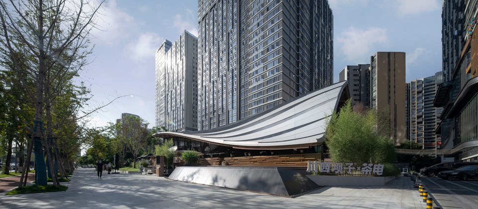 Timber Roofed Restaurant on Jiaozi Avenue China by BEHIVE Architects