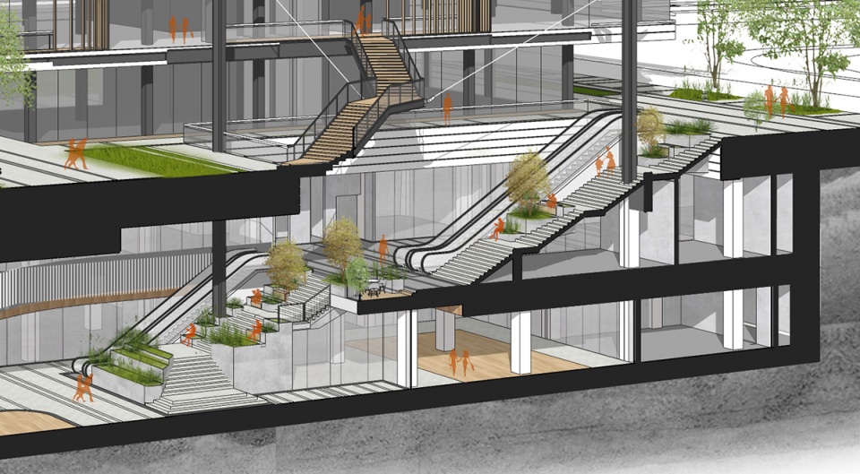 commercial podium shanghai suhe mixc world by kokaistudios