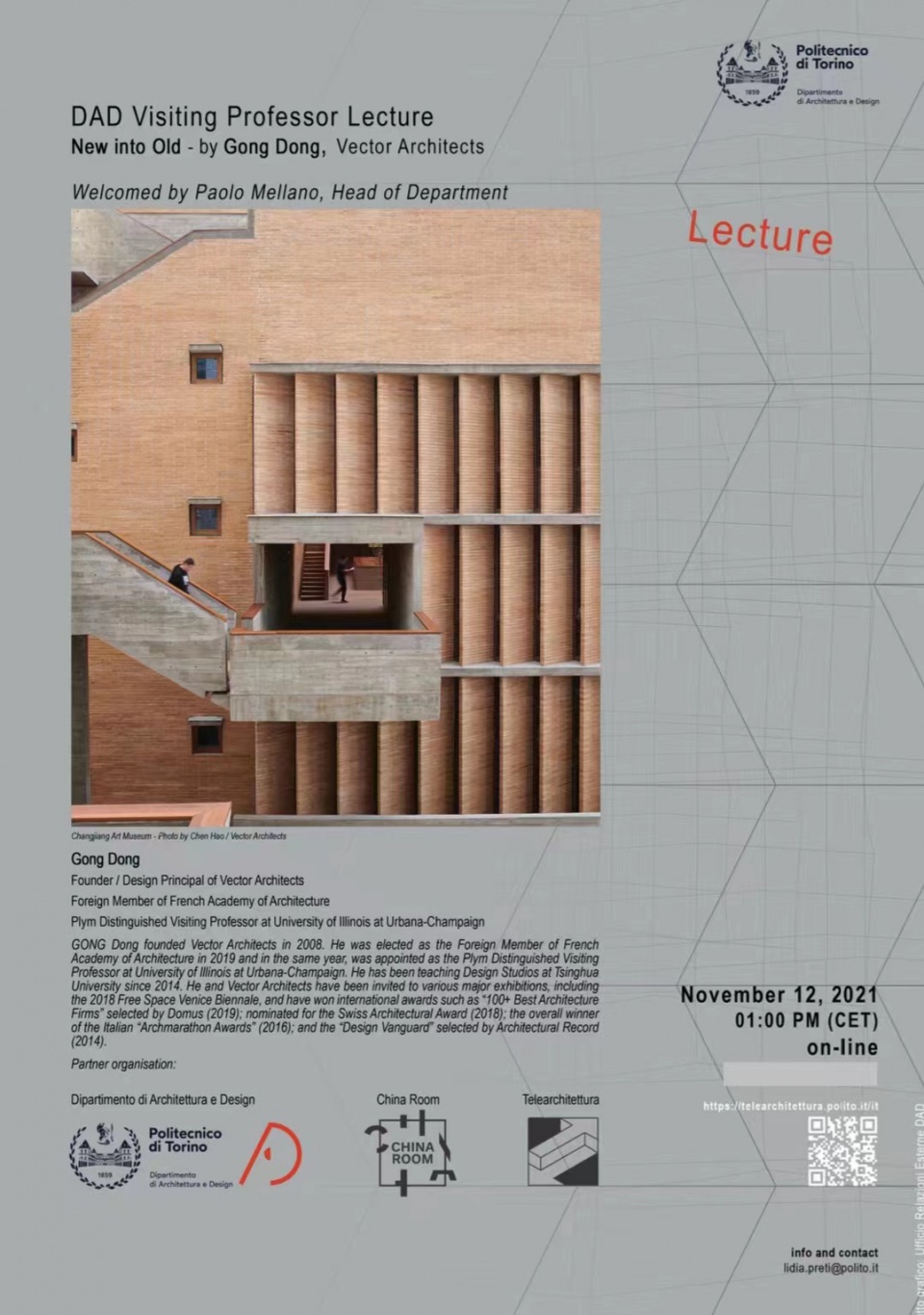 dong gong as visiting professor at politecnico di torino
