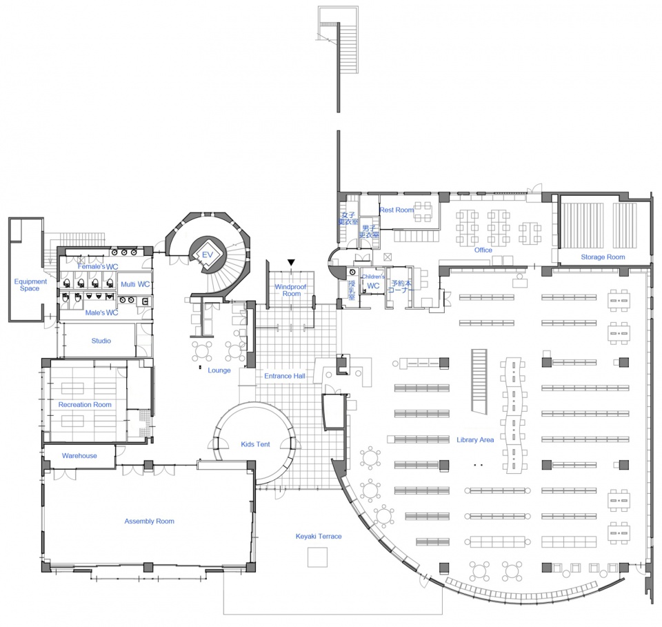 ebina city arima library kadozawabashi community center by mikami architects
