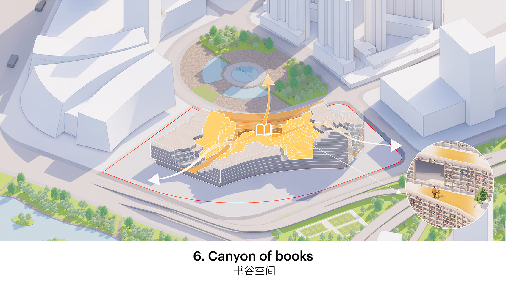 A canyon of books: MVRDV reveals winning design for Wuhan Library - 谷德设计网