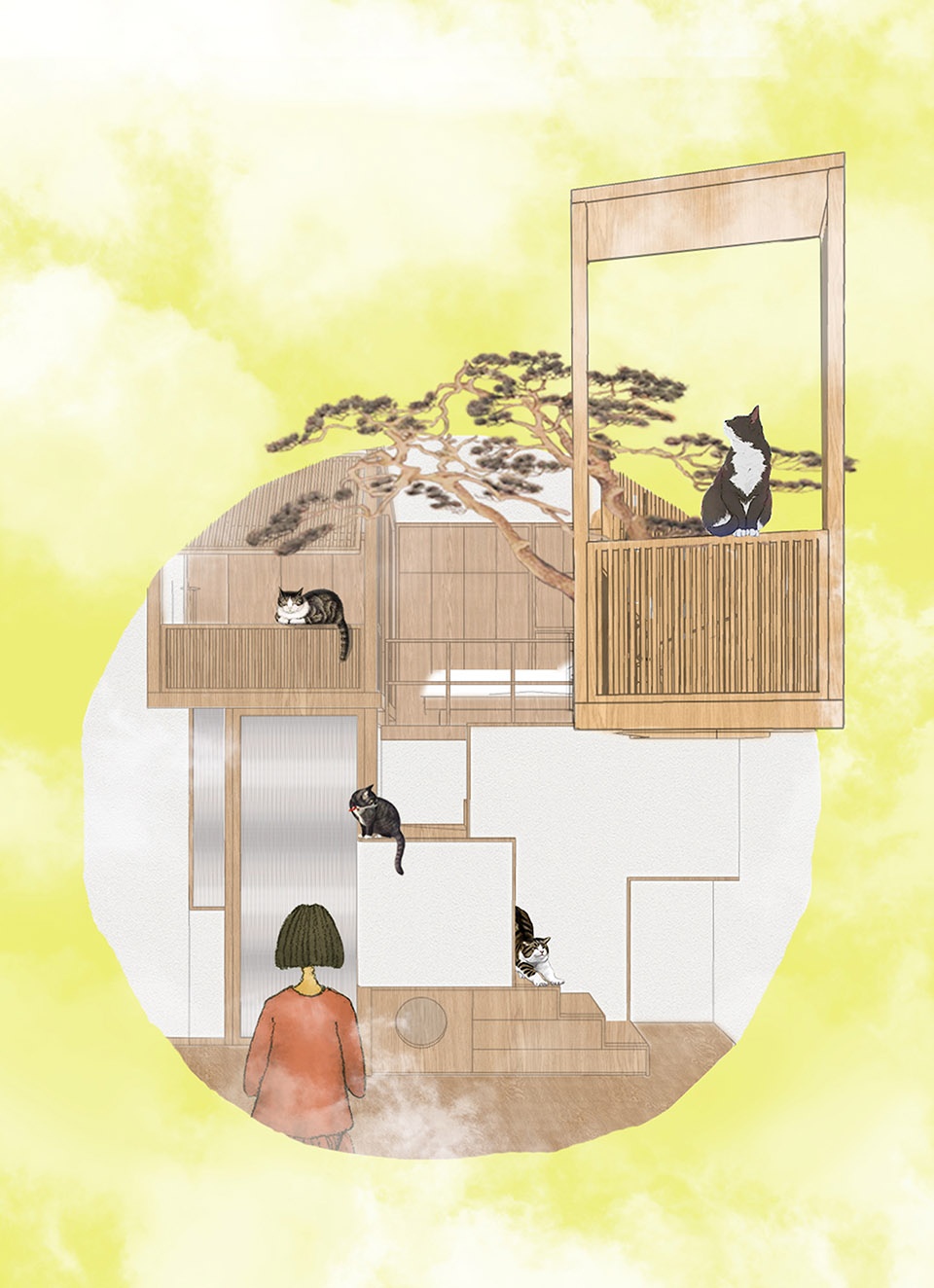home for a girl and six cats residential unit design by jiejie studio