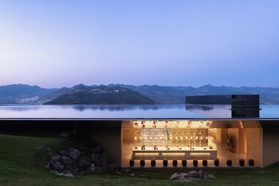 Tianbao mountain Jingtiantai cliff liquor experience centre of Langjiu estate by Zone of Utopia Mathieu Forest Architecte Lin Xiaoguang S...