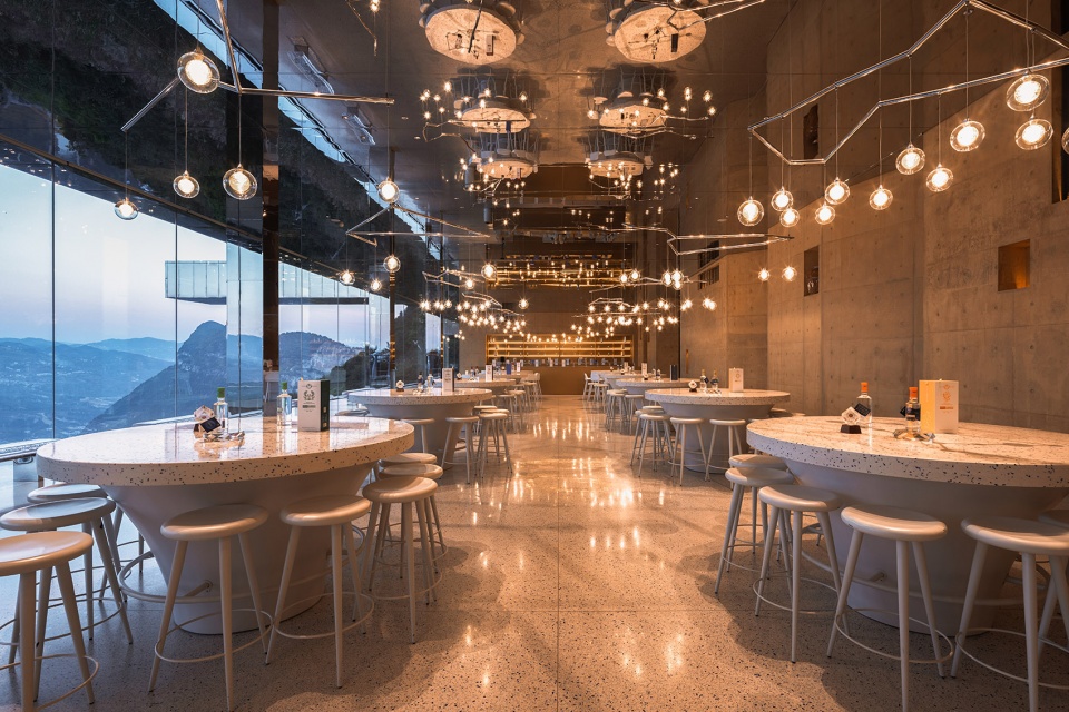 Tianbao mountain Jingtiantai cliff liquor experience centre of Langjiu estate by Zone of Utopia Mathieu Forest Architecte Lin Xiaoguang S...