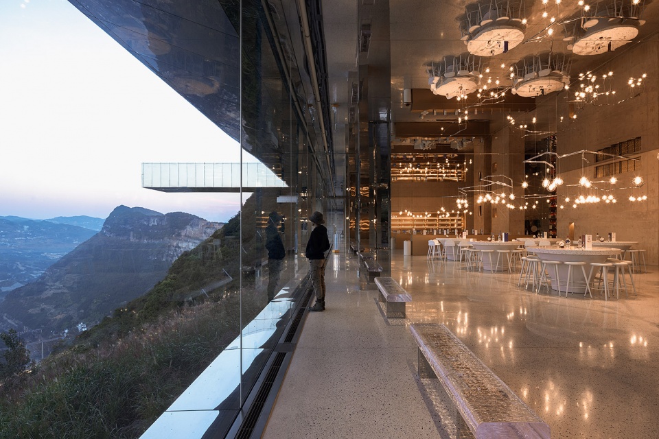 Tianbao mountain Jingtiantai cliff liquor experience centre of Langjiu estate by Zone of Utopia Mathieu Forest Architecte Lin Xiaoguang S...