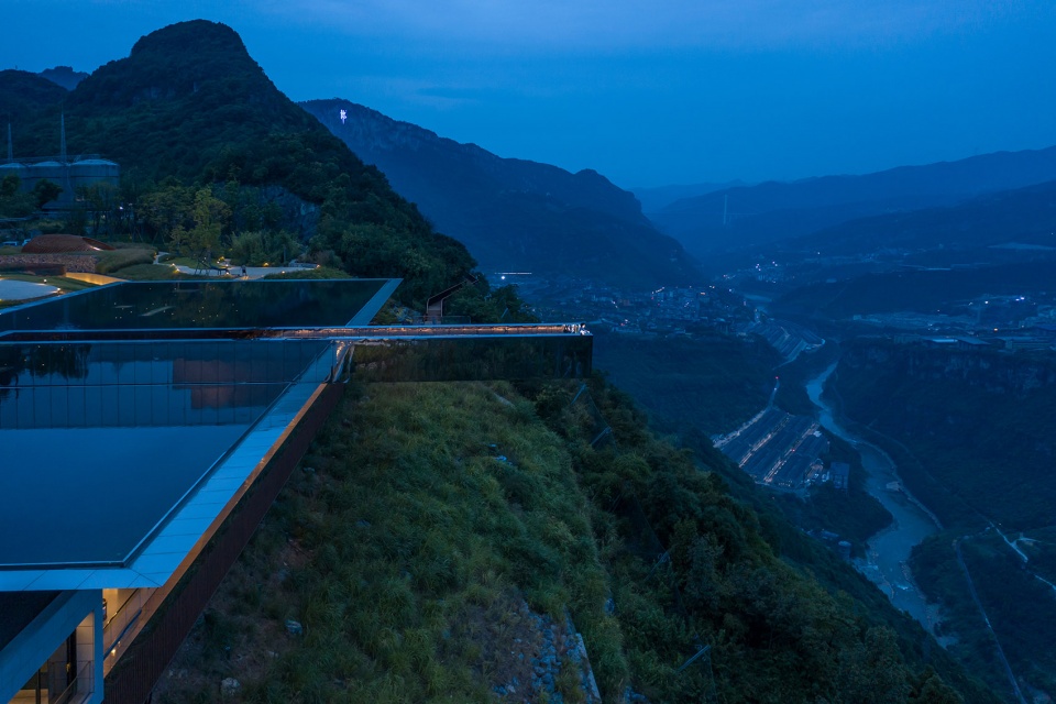 Tianbao mountain Jingtiantai cliff liquor experience centre of Langjiu estate by Zone of Utopia Mathieu Forest Architecte Lin Xiaoguang S...