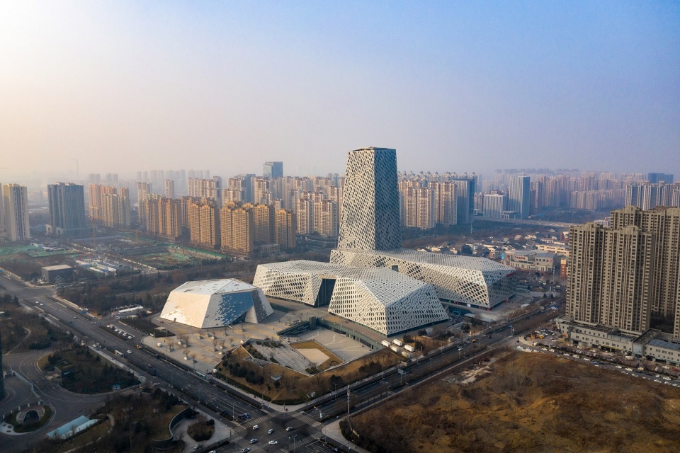 shandong provincial cultural and art center the three buildings by architecturestudio