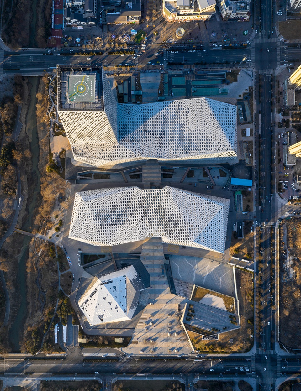shandong provincial cultural and art center the three buildings by architecturestudio