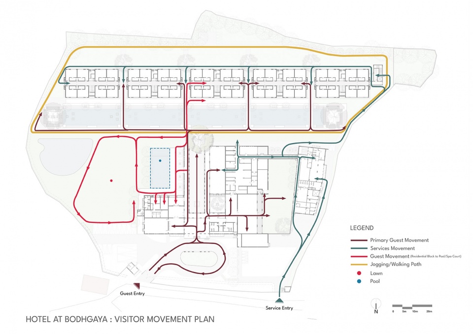 hotel in bodh gaya by sjk architects