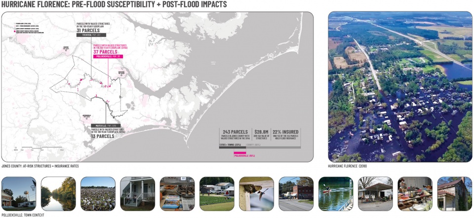 2022 asla analysis and planning award of honor the pollocksville community floodprint nc state university coastal dynamics design lab