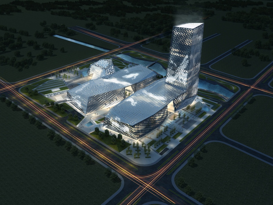 shandong provincial cultural and art center the three buildings by architecturestudio