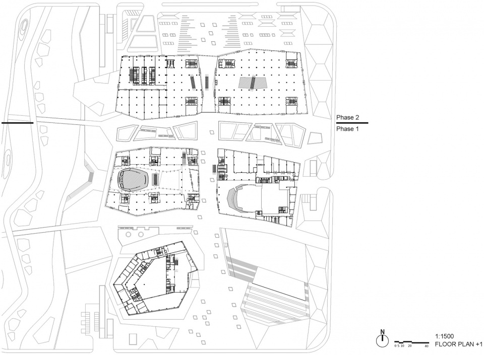 shandong provincial cultural and art center the three buildings by architecturestudio