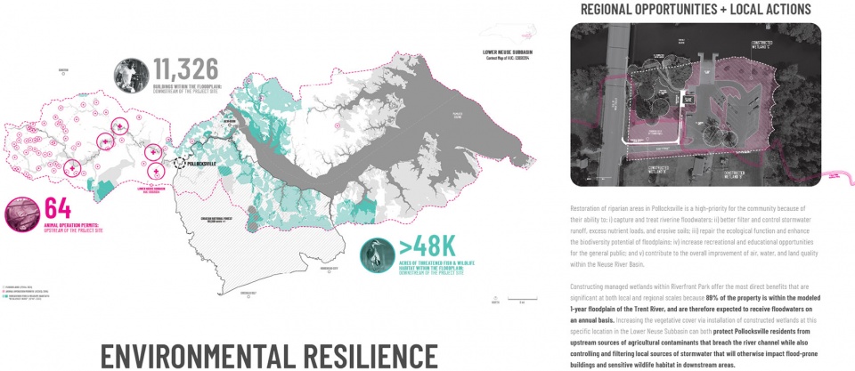 2022 asla analysis and planning award of honor the pollocksville community floodprint nc state university coastal dynamics design lab