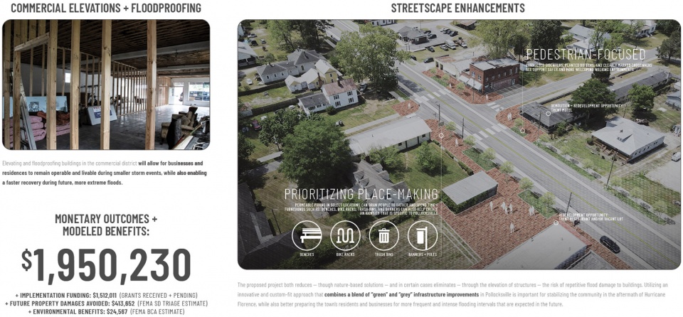 2022 asla analysis and planning award of honor the pollocksville community floodprint nc state university coastal dynamics design lab