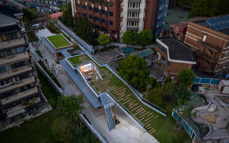 Service Station in Shunyi Road Pocket Park Suzhou Creek Shanghai by Atelier Z