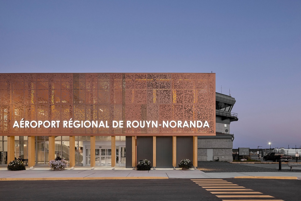 a new air terminal for the rouyn noranda airport by evoq artcad