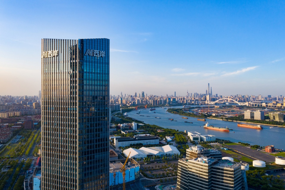 shanghai west bund international ai tower plaza by nikken sekkei ltd