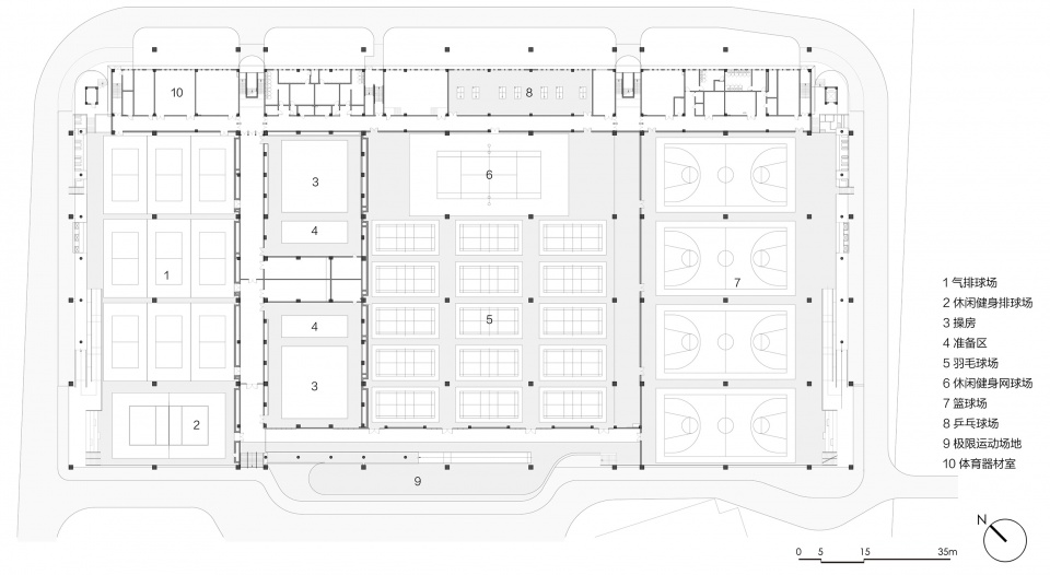 一层平面图 indoor sports field of shaoxing university by uad