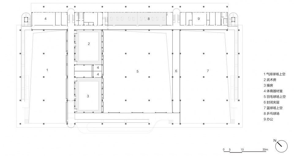 二层平面图 indoor sports field of shaoxing university by uad